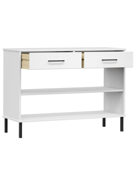 Mobile Consolle Gambe Metallo Bianco Legno Massello Pino OSLO