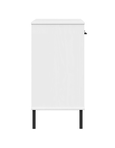 Mobile Consolle Gambe Metallo Bianco Legno Massello Pino OSLO