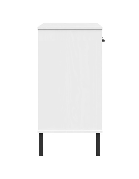 Mobile Consolle Gambe Metallo Bianco Legno Massello Pino OSLO
