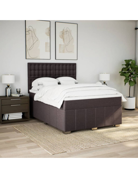 Giroletto a Molle con Materasso Marrone Scuro 160x200cm Tessuto