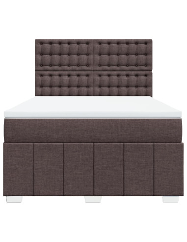 Giroletto a Molle con Materasso Marrone Scuro 160x200cm Tessuto
