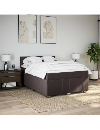 Giroletto a Molle con Materasso Marrone Scuro 160x200cm Tessuto