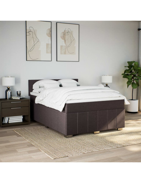 Giroletto a Molle con Materasso Marrone Scuro 160x200cm Tessuto