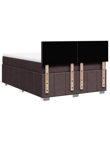 Giroletto a Molle con Materasso Marrone Scuro 160x200cm Tessuto