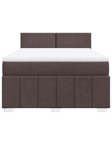 Giroletto a Molle con Materasso Marrone Scuro 160x200cm Tessuto