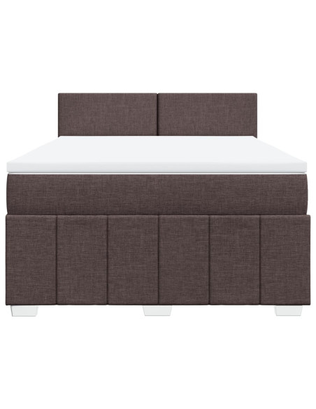 Giroletto a Molle con Materasso Marrone Scuro 160x200cm Tessuto