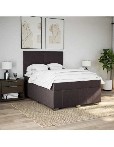 Giroletto a Molle con Materasso Marrone Scuro 160x200cm Tessuto