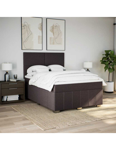 Giroletto a Molle con Materasso Marrone Scuro 160x200cm Tessuto