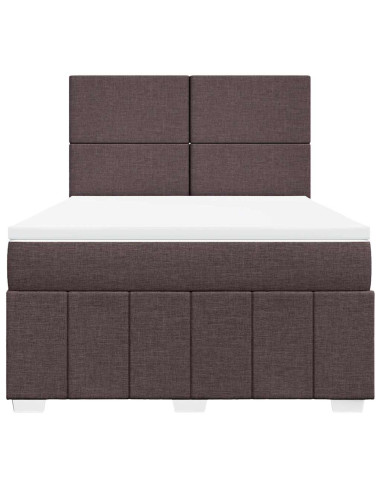 Giroletto a Molle con Materasso Marrone Scuro 160x200cm Tessuto