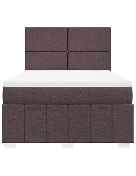 Giroletto a Molle con Materasso Marrone Scuro 160x200cm Tessuto