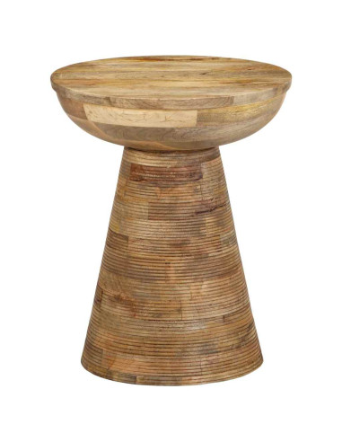 Tavolino da Salotto Ø37x45 cm in Legno Massello di Mango