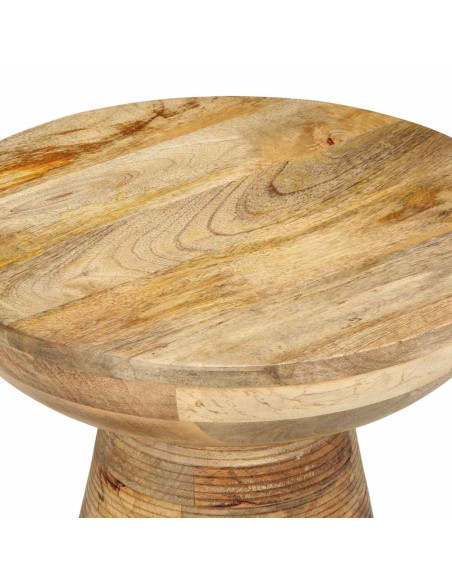 Tavolino da Salotto Ø37x45 cm in Legno Massello di Mango