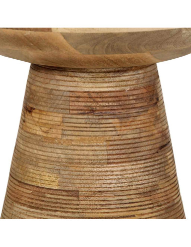 Tavolino da Salotto Ø37x45 cm in Legno Massello di Mango