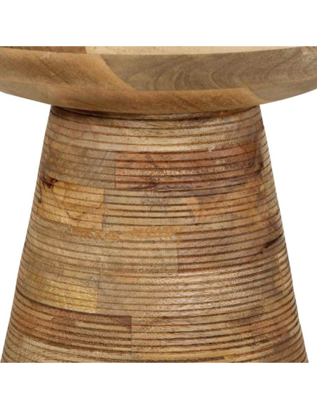 Tavolino da Salotto Ø37x45 cm in Legno Massello di Mango