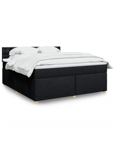 Giroletto a Molle con Materasso Nero 180x200 cm in Tessuto