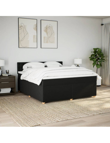 Giroletto a Molle con Materasso Nero 180x200 cm in Tessuto