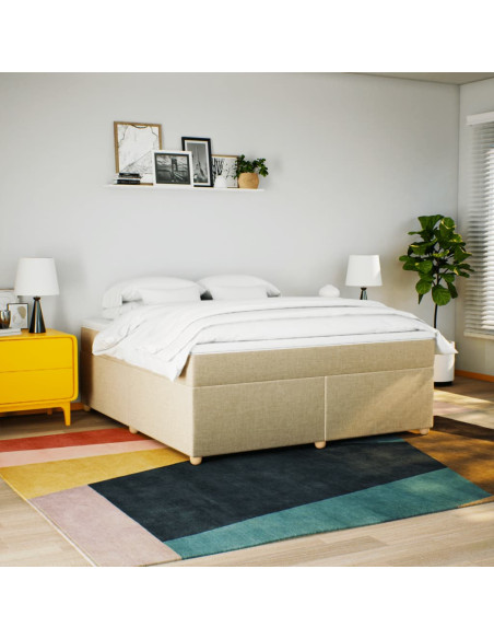 Giroletto a Molle con Materasso Crema 180x200 cm in Tessuto