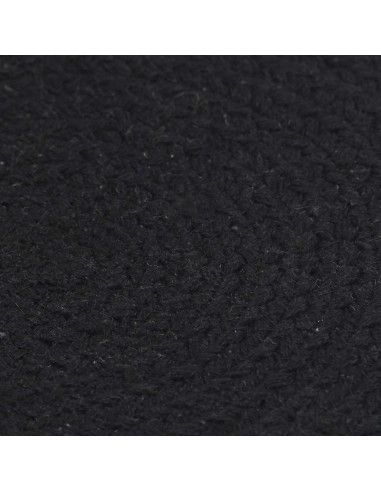 Tovagliette 4 pz Nero Neutro 38 cm Rotonde in Cotone