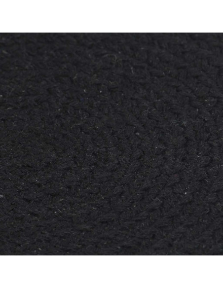 Tovagliette 4 pz Nero Neutro 38 cm Rotonde in Cotone