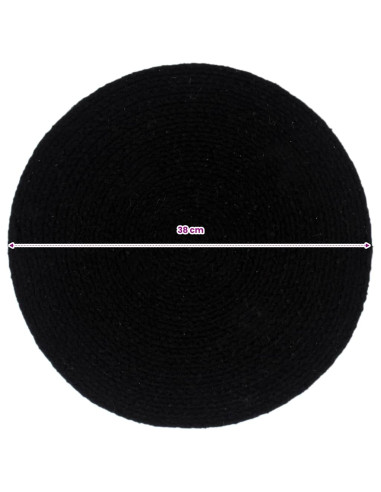Tovagliette 4 pz Nero Neutro 38 cm Rotonde in Cotone