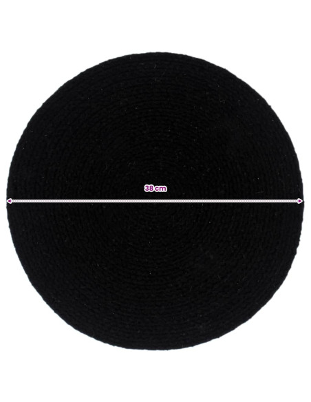 Tovagliette 4 pz Nero Neutro 38 cm Rotonde in Cotone