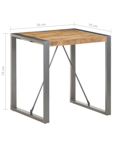 Tavolo da Pranzo 70x70x75 cm in Legno Massello di Mango Grezzo