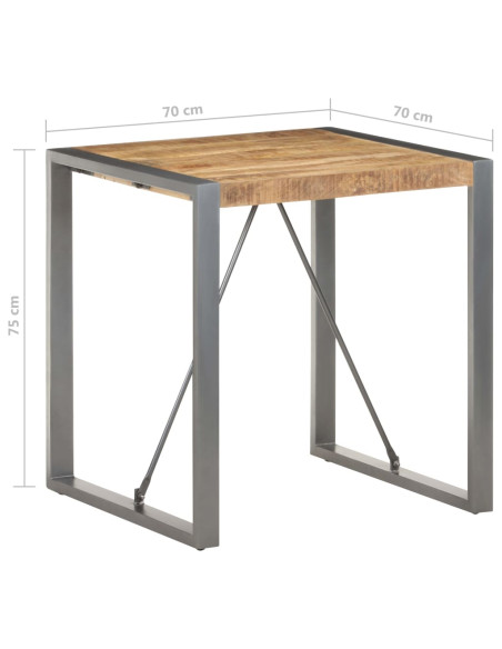 Tavolo da Pranzo 70x70x75 cm in Legno Massello di Mango Grezzo