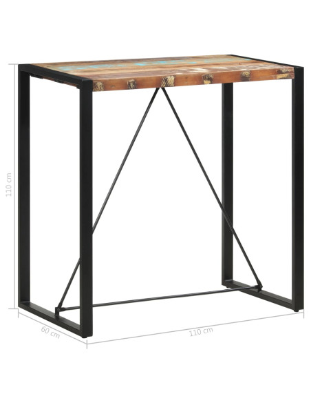 Tavolo da Bar 110x60x110 cm in Legno Massello di Recupero