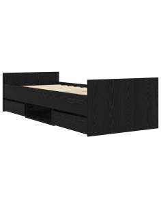 Telaio del letto con storage Rovere Nero 80 x 200 cm 2