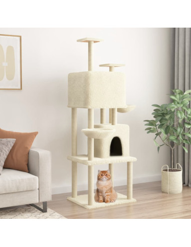 Albero per Gatti con Tiragraffi in Sisal Crema 180 cm