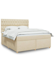 Giroletto a Molle con Materasso Crema 180x200 cm in Tessuto