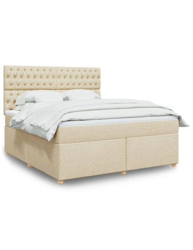 Giroletto a Molle con Materasso Crema 180x200 cm in Tessuto
