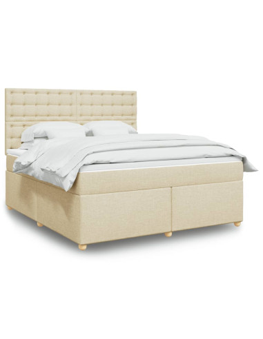 Giroletto a Molle con Materasso Crema 180x200 cm in Tessuto
