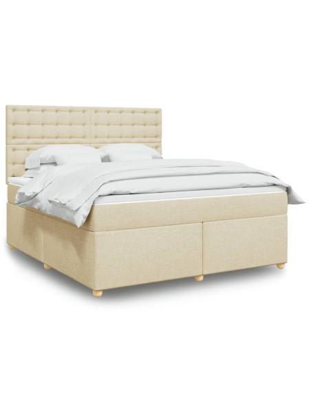 Giroletto a Molle con Materasso Crema 180x200 cm in Tessuto
