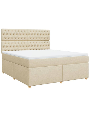 Giroletto a Molle con Materasso Crema 180x200 cm in Tessuto