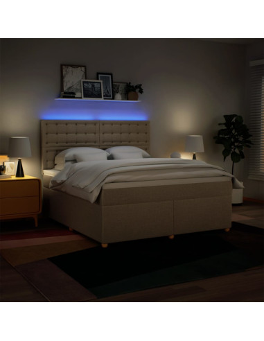 Giroletto a Molle con Materasso Crema 180x200 cm in Tessuto