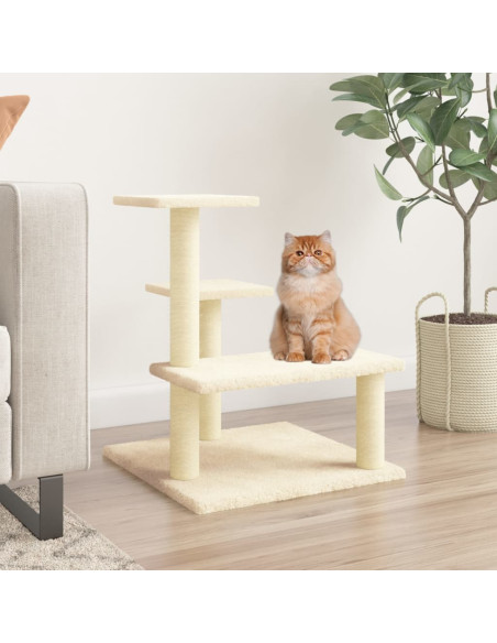 Albero per Gatti con Tiragraffi in Sisal Crema 61 cm