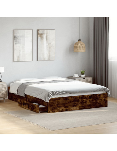 Giroletto con Cassetti Rovere Fumo 140x200 cm Legno Multistrato