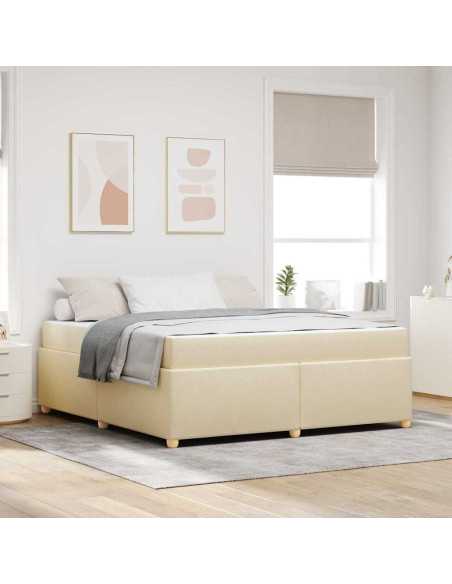 Struttura del letto con materasso Crema 180 x 200 cm Tessuto