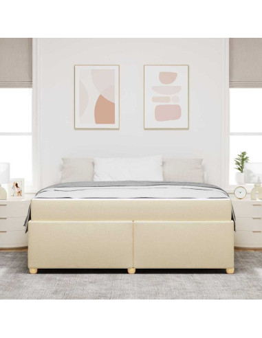 Struttura del letto con materasso Crema 180 x 200 cm Tessuto