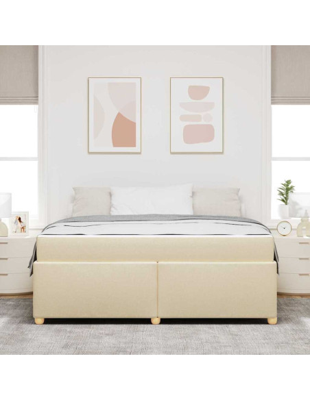 Struttura del letto con materasso Crema 180 x 200 cm Tessuto