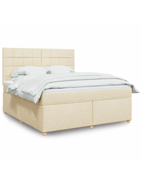 Giroletto a Molle con Materasso Crema 180x200 cm in Tessuto