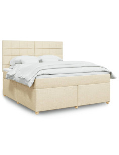 Giroletto a Molle con Materasso Crema 180x200 cm in Tessuto