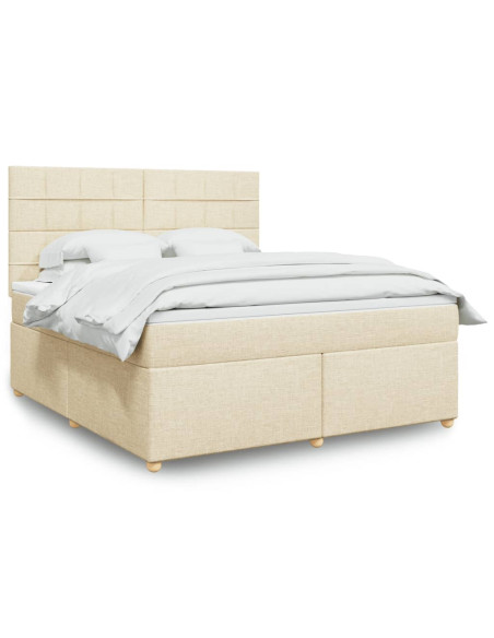 Giroletto a Molle con Materasso Crema 180x200 cm in Tessuto
