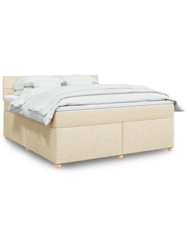 Giroletto a Molle con Materasso Crema 180x200 cm in Tessuto