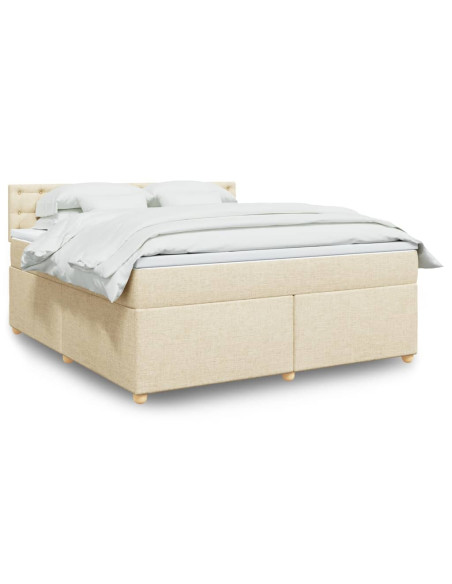 Giroletto a Molle con Materasso Crema 180x200 cm in Tessuto