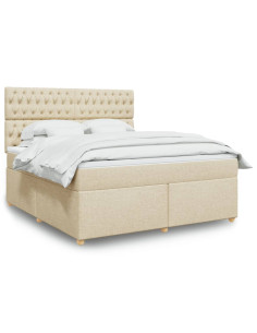 Giroletto a Molle con Materasso Crema 180x200 cm in Tessuto