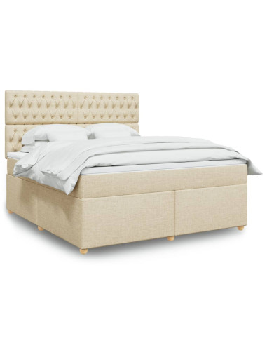 Giroletto a Molle con Materasso Crema 180x200 cm in Tessuto