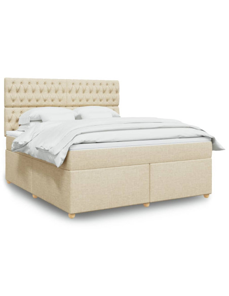 Giroletto a Molle con Materasso Crema 180x200 cm in Tessuto