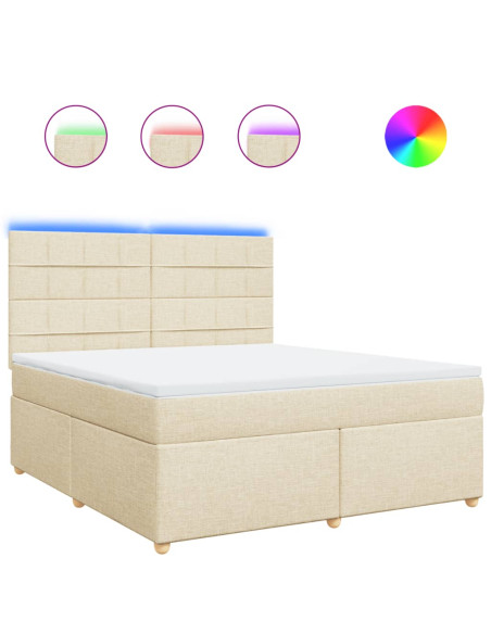 Giroletto a Molle con Materasso Crema 180x200 cm in Tessuto